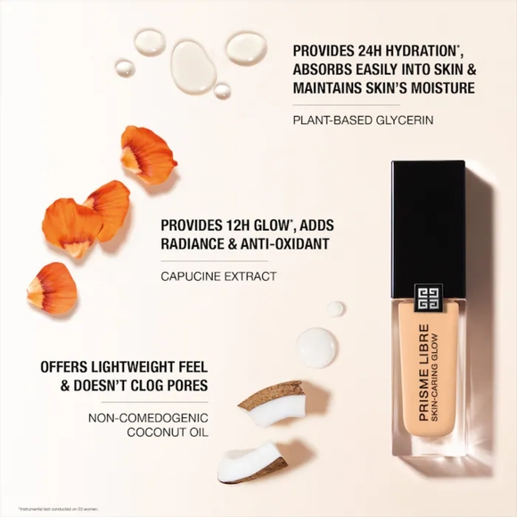Givenchy Prisme Libre Skin-Caring Glow Foundation Full Size Shade 2-W110 Luxury - Picture 2 of 16